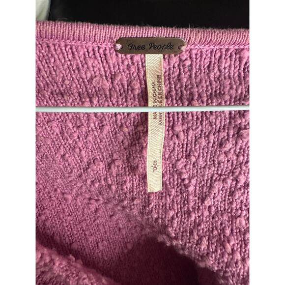 Free People Found My Friend Bouclé Pink Orchid Pullover Small - Picture 4 of 4